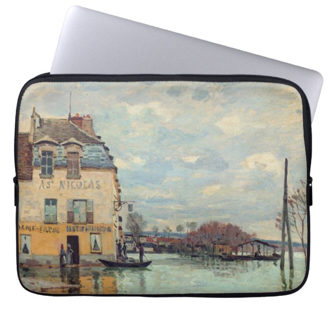 Alfred Sisley - Overstroming in Port-Marly 1872 Laptop Sleeve (Voorkant)