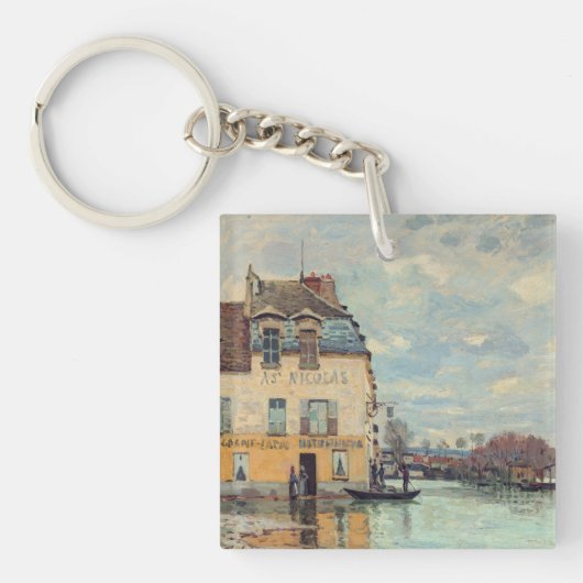 Alfred Sisley - Overstroming in Port-Marly 1872 Sleutelhanger (Voorkant)