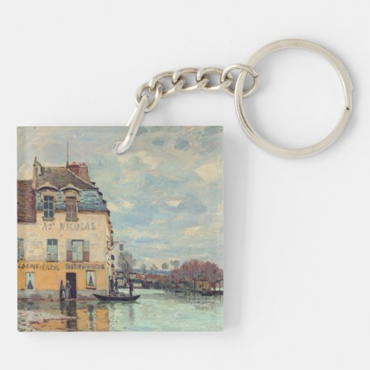 Alfred Sisley - Overstroming in Port-Marly 1872 Sleutelhanger (Achterkant)
