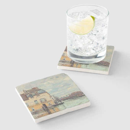 Alfred Sisley - Overstroming in Port-Marly 1872 Stenen Onderzetter (Zijkant)