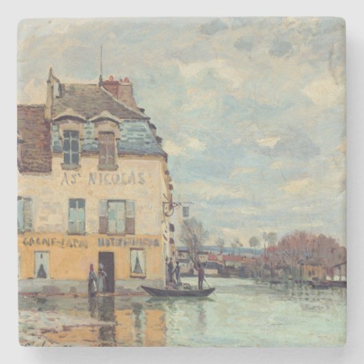 Alfred Sisley - Overstroming in Port-Marly 1872 Stenen Onderzetter (Voorkant)
