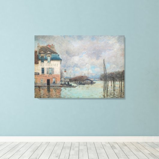 Alfred Sisley - Overstroming in Port-Marly 1876 Canvas Afdruk (Insitu (Houten vloer))