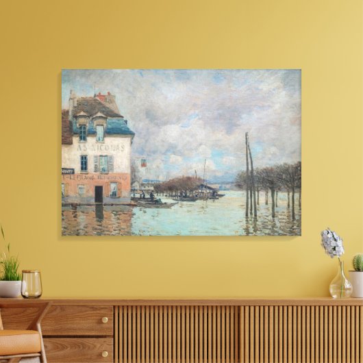 Alfred Sisley - Overstroming in Port-Marly 1876 Canvas Afdruk (Insitu (Woonkamer))