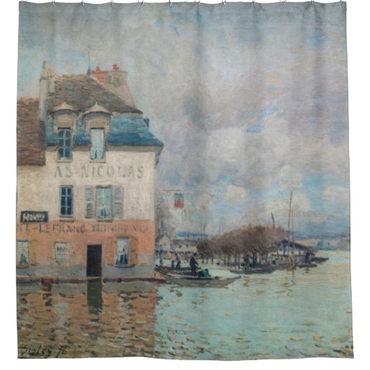 Alfred Sisley - Overstroming in Port-Marly 1876 Douchegordijn (Voorkant)