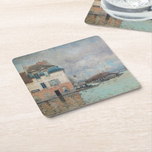 Alfred Sisley - Overstroming in Port-Marly 1876 Kartonnen Onderzetters (Schuin)