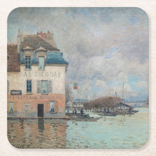 Alfred Sisley - Overstroming in Port-Marly 1876 Kartonnen Onderzetters (Voorkant)