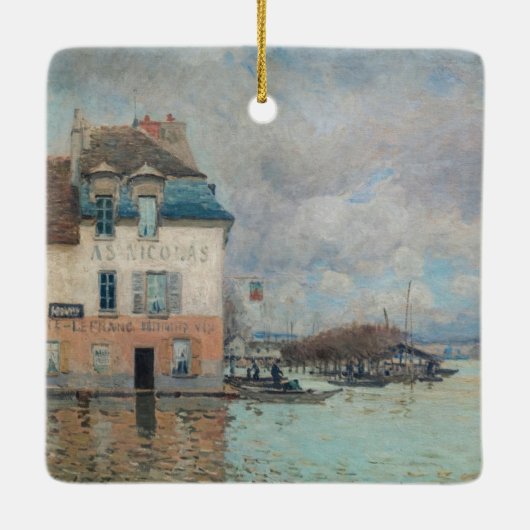 Alfred Sisley - Overstroming in Port-Marly 1876 Keramisch Ornament (Achterkant)