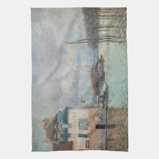 Alfred Sisley - Overstroming in Port-Marly 1876 Theedoek (Verticaal)