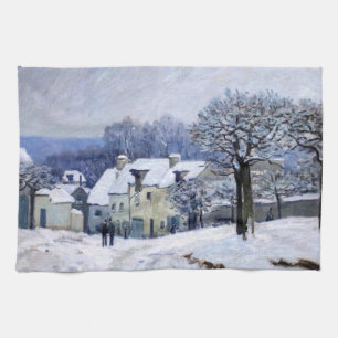 Alfred Sisley - Place Chenil in Marly, Sneeuw Effe Theedoek