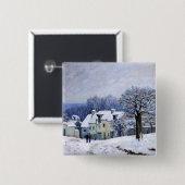 Alfred Sisley - Place Chenil in Marly, Sneeuw Effe Vierkante Button 5,1 Cm (Voorkant /achterkant)