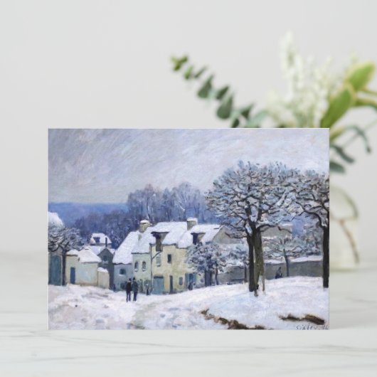 Alfred Sisley - Place Chenil in Marly, Sneeuweffec Bedankkaart (Staand voorkant)