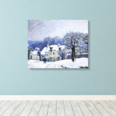 Alfred Sisley - Place Chenil in Marly, Sneeuweffec Canvas Afdruk (Insitu (Houten vloer))