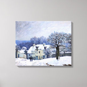 Alfred Sisley - Place Chenil in Marly, Sneeuweffec Canvas Afdruk
