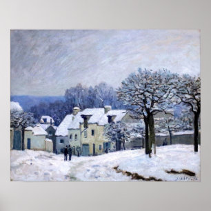 Alfred Sisley - Place Chenil in Marly, Sneeuweffec Poster