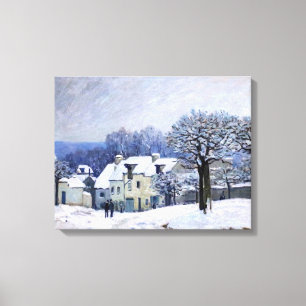 Alfred Sisley - Place Chenil in Marly, Snow Effect Canvas Afdruk
