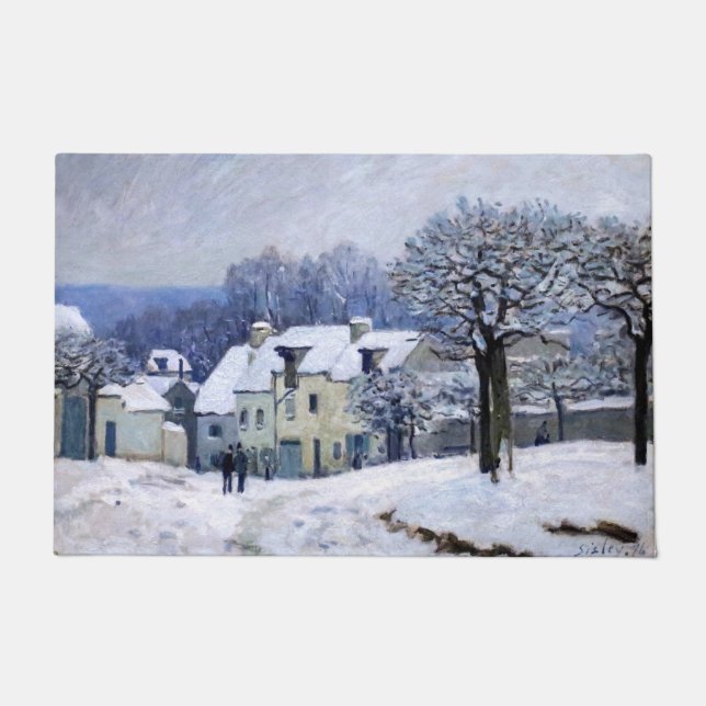 Alfred Sisley - Place Chenil in Marly, Snow Effect Deurmat (Voorkant)