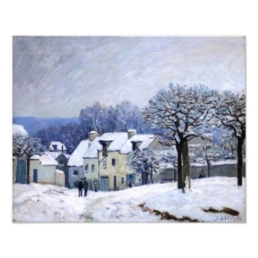 Alfred Sisley - Place Chenil in Marly, Snow Effect Foto Afdruk (Voorkant)