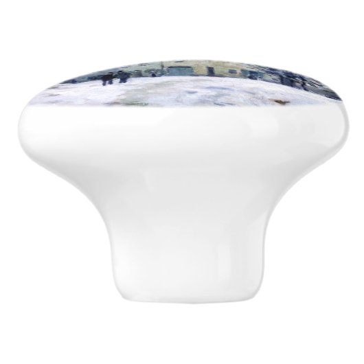 Alfred Sisley - Place Chenil in Marly, Snow Effect Keramische Knop (Zijkant)