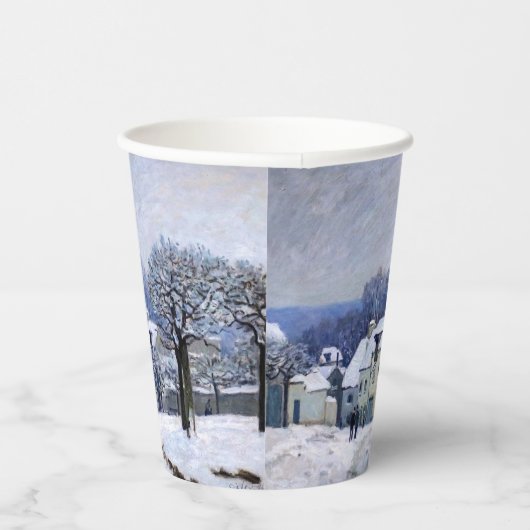 Alfred Sisley - Place Chenil in Marly, Snow Effect Papieren Bekers (Rechts)