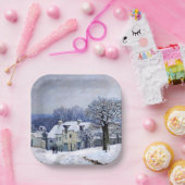 Alfred Sisley - Place Chenil in Marly, Snow Effect Papieren Bordje (Feest)