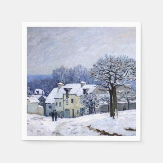 Alfred Sisley - Place Chenil in Marly, Snow Effect Servet (Voorkant)