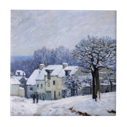 Alfred Sisley - Place Chenil in Marly, Snow Effect Tegeltje (Voorkant)