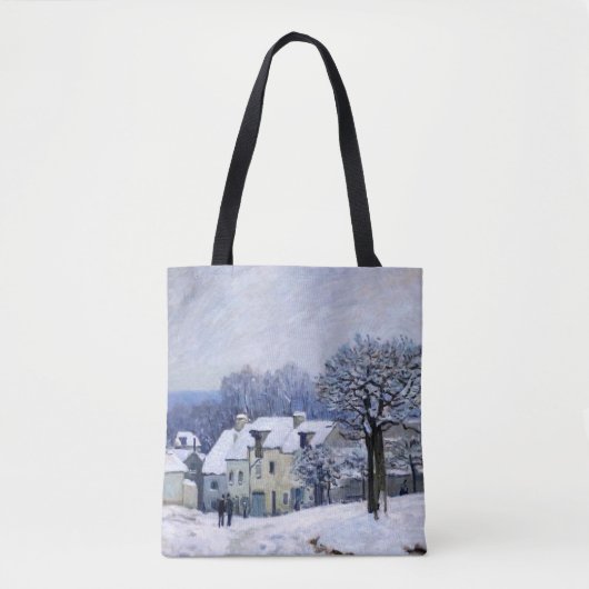 Alfred Sisley - Place Chenil in Marly, Snow Effect Tote Bag (Voorkant)