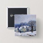 Alfred Sisley - Place Chenil in Marly, Snow Effect Vierkante Button 5,1 Cm (Voorkant /achterkant)