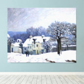 Alfred Sisley Place du Chenil in Marly, sneeuw Canvas Afdruk (Insitu (Houten vloer))