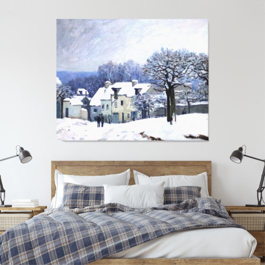 Alfred Sisley Place du Chenil in Marly, sneeuw Canvas Afdruk (Insitu (Slaapkamer))