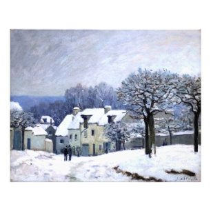 Alfred Sisley Place du Chenil in Marly, sneeuw Foto Afdruk