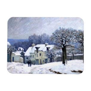 Alfred Sisley Place du Chenil in Marly, sneeuw Magneet