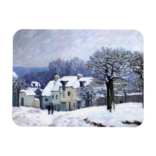 Alfred Sisley Place du Chenil in Marly, sneeuw Magneet (Horizontaal)