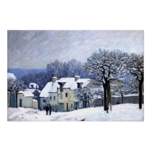 Alfred Sisley Place du Chenil in Marly, sneeuw Perfect Poster (Voorkant)