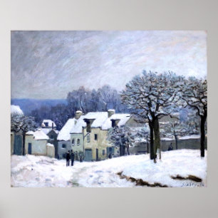 Alfred Sisley Place du Chenil in Marly, sneeuw Poster