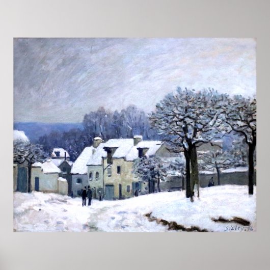 Alfred Sisley Place du Chenil in Marly, sneeuw Poster (Voorkant)