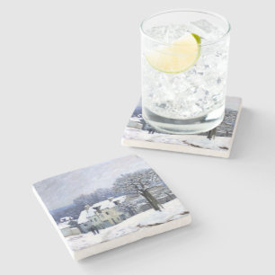 Alfred Sisley Place du Chenil in Marly, sneeuw Stenen Onderzetter