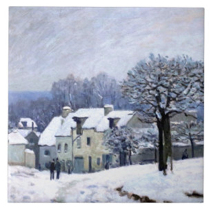 Alfred Sisley Place du Chenil in Marly, sneeuw Tegeltje
