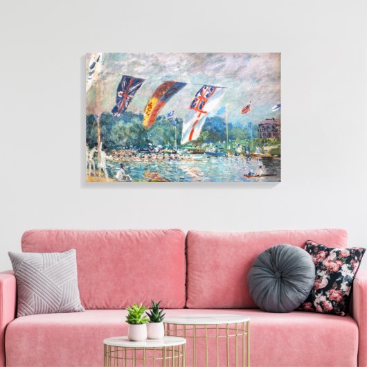 Alfred Sisley - Regatta in Molesey Canvas Afdruk (Insitu (Woonkamer))