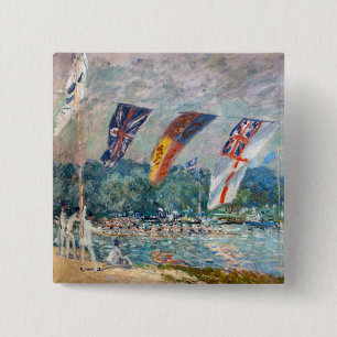 Alfred Sisley - Regatta in Molesey Vierkante Button 5,1 Cm