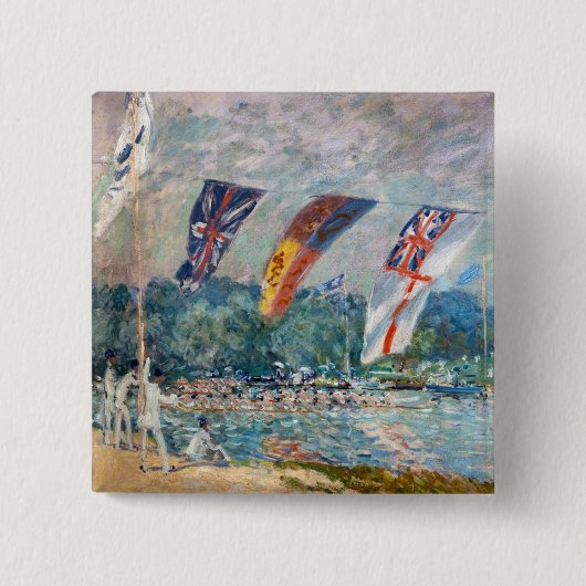Alfred Sisley - Regatta in Molesey Vierkante Button 5,1 Cm (Voorkant)