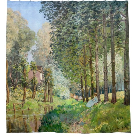 Alfred Sisley - Rest langs de Stream Douchegordijn (Voorkant)
