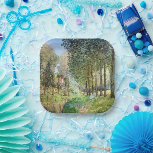 Alfred Sisley - Rest langs de Stream Papieren Bordje (Feest)