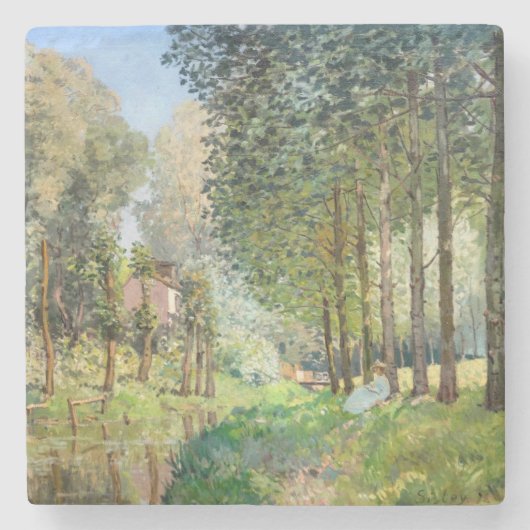 Alfred Sisley - Rest langs de Stream Stenen Onderzetter (Voorkant)