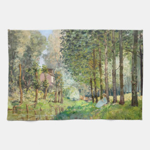 Alfred Sisley - Rest langs de Stream Theedoek