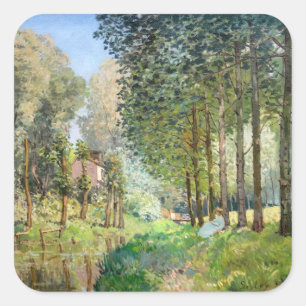Alfred Sisley - Rest langs de Stream Vierkante Sticker