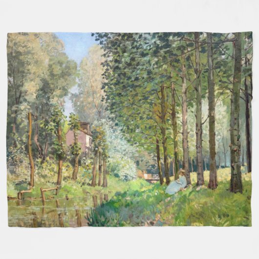 Alfred Sisley - Rust langs de beek Fleece Deken (Voorkant (Horizontaal))