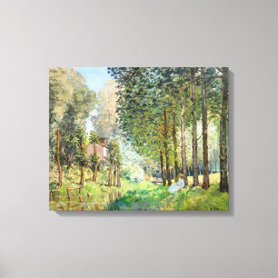 Alfred Sisley - Rust langs de Stroom Canvas Afdruk