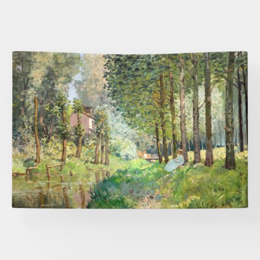 Alfred Sisley - Rust langs de stroom Spandoek (Horizontaal)