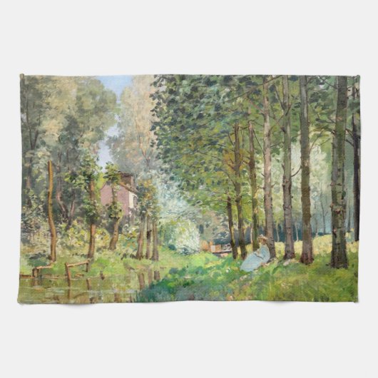 Alfred Sisley - Rust langs de Stroom Theedoek (Horizontaal)